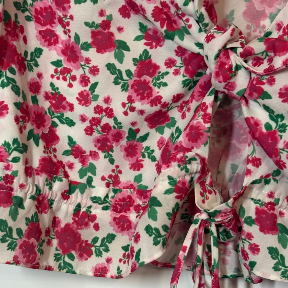 For Love & Lemons Petal Floral Tie Front Crop Top Small - Picture 9 of 9